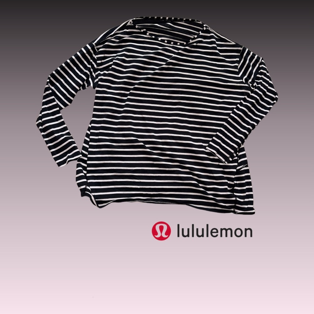 lululemon athletica Striped Long Sleeve Top - Black and White